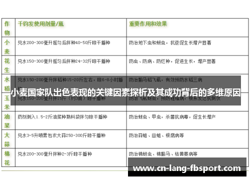 小麦国家队出色表现的关键因素探析及其成功背后的多维原因 小麦国家队出色表现的关键因素探析及其成功背后的多维原因